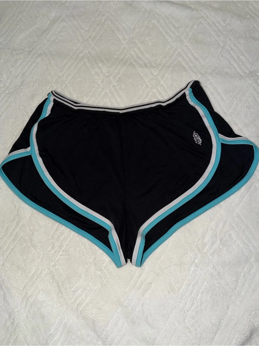 Free People Black Athletic Shorts with Teal and White Trim